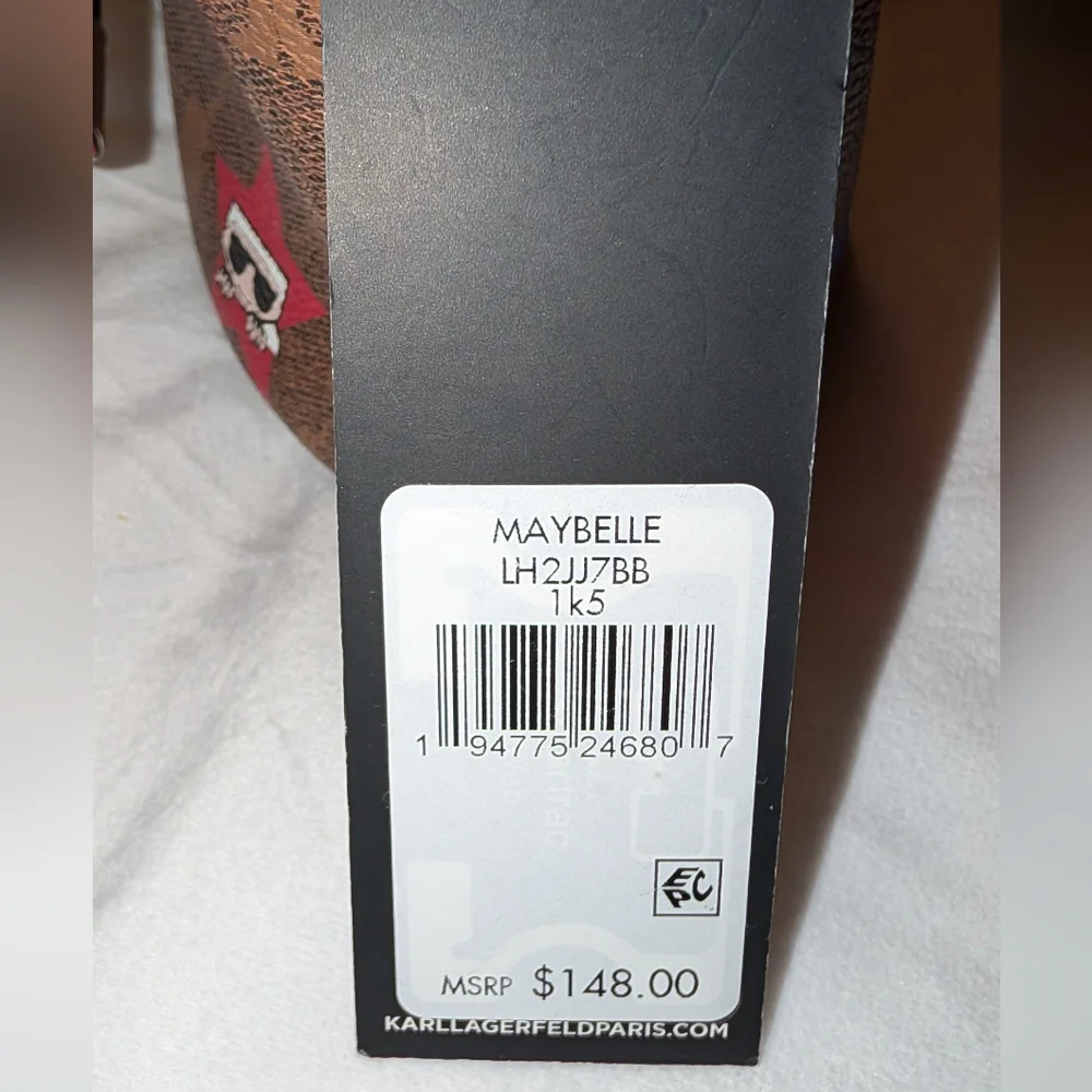 Karl Lagerfeld Paris Maybelle Mini Bucket Bag Brown Multi NWT - Picture 2 of 7